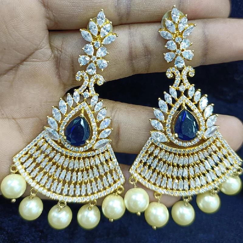 Diamond Stud Earrings-Jain Jewellers Gold Plated Ad Stone Dangler Earrings