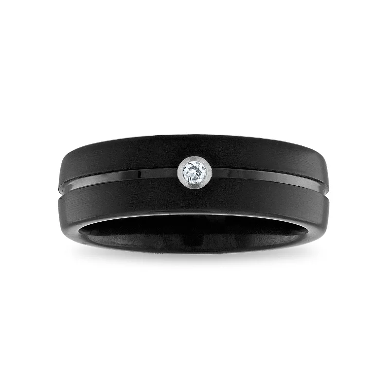 Large Cocktail Ring-1/25 CTW Diamond Wedding Ring in Black Tungsten