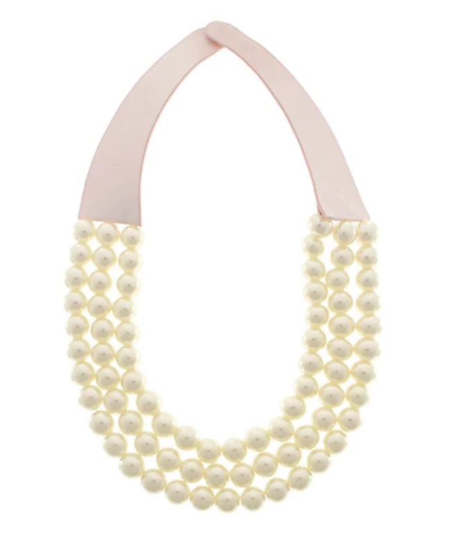 Fashion Necklace for Party-Triple Strand Pearl Statement Necklace