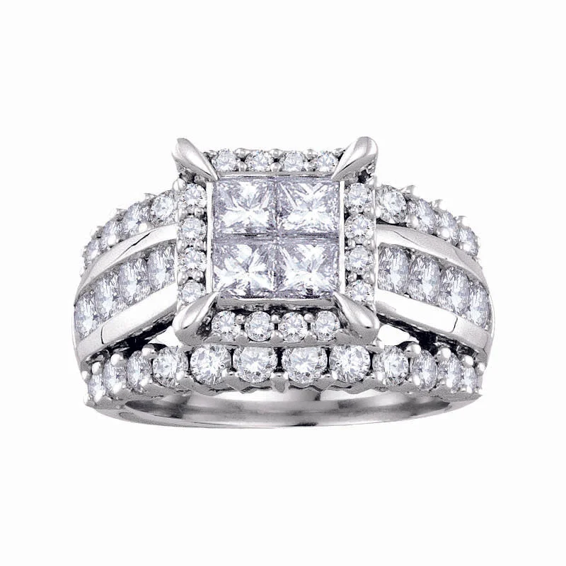 Antique Diamond Ring-Signature 3 CTW Diamond Engagement Ring in 14KT White Gold