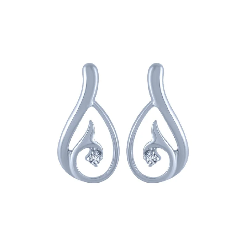 Bohemian Earrings-14k (585) White Gold And Diamond Stud Earrings For Women