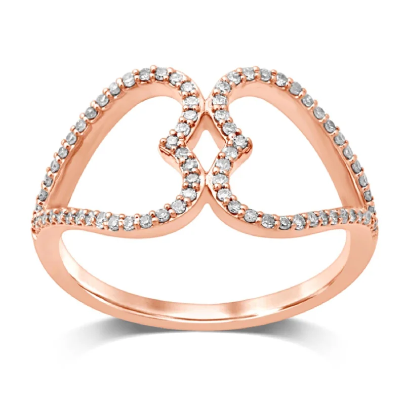 Birthstone Ring for Women-1/5 CTW Diamond Heart Fashion Ring in 10KT Rose Gold