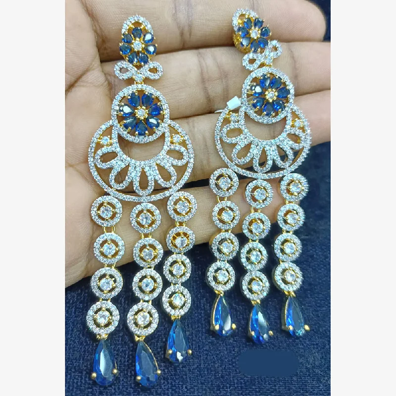 Hoop Earrings for Women-Jain Jewellers Gold Plated Ad Stone Dangler Earrings