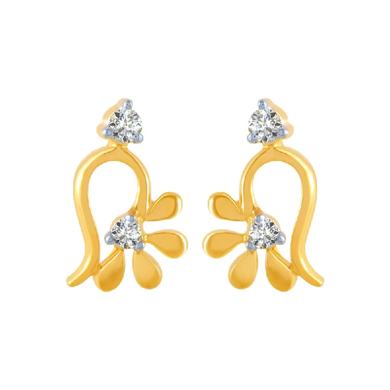 Sterling Silver Drop Earrings-14k (585) Yellow Gold And Diamond Stud Earrings For Women