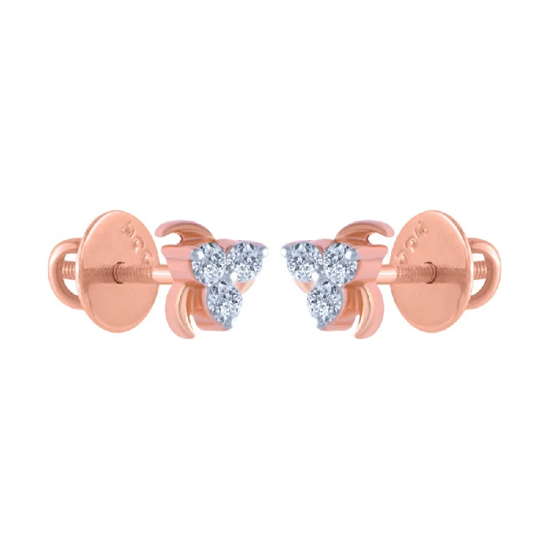 Crystal Drop Earrings-14k (585) Rose Gold And Diamond Stud Earrings For Women