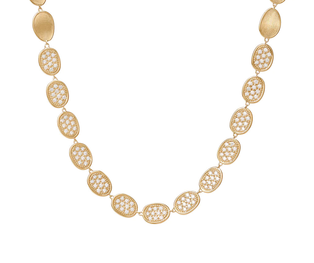 Custom Infinity Necklace-Marco Bicego Lunaria Collection Gold and Diamond Pave Link Collar Necklace