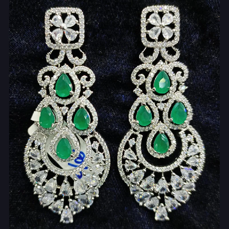 Gemstone Stud Earrings for Bridal-Jain Jewellers Silver Plated AD Dangler Earrings