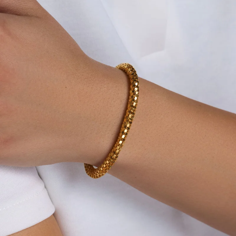 Gold Rope Bracelet-Final Price-Silver 925 Gold Plated Skinny Snake Skin Italian Bracelet - ITB00017GP