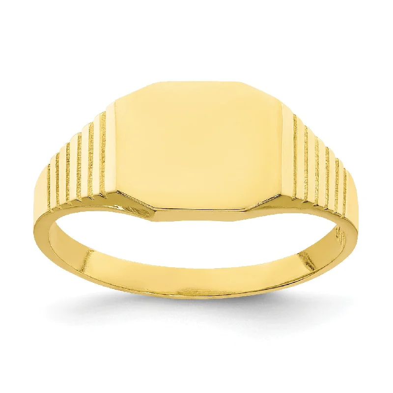 Gold Wedding Band for Men-10KT Yellow Gold Childrens Signet Ring; Size 1.5