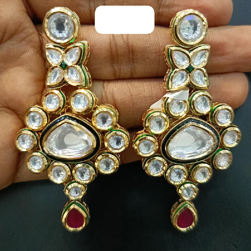 Small Hoop Earrings for Women-Jain Jewellers Gold Plated Polki Kundan Dangler Earrings