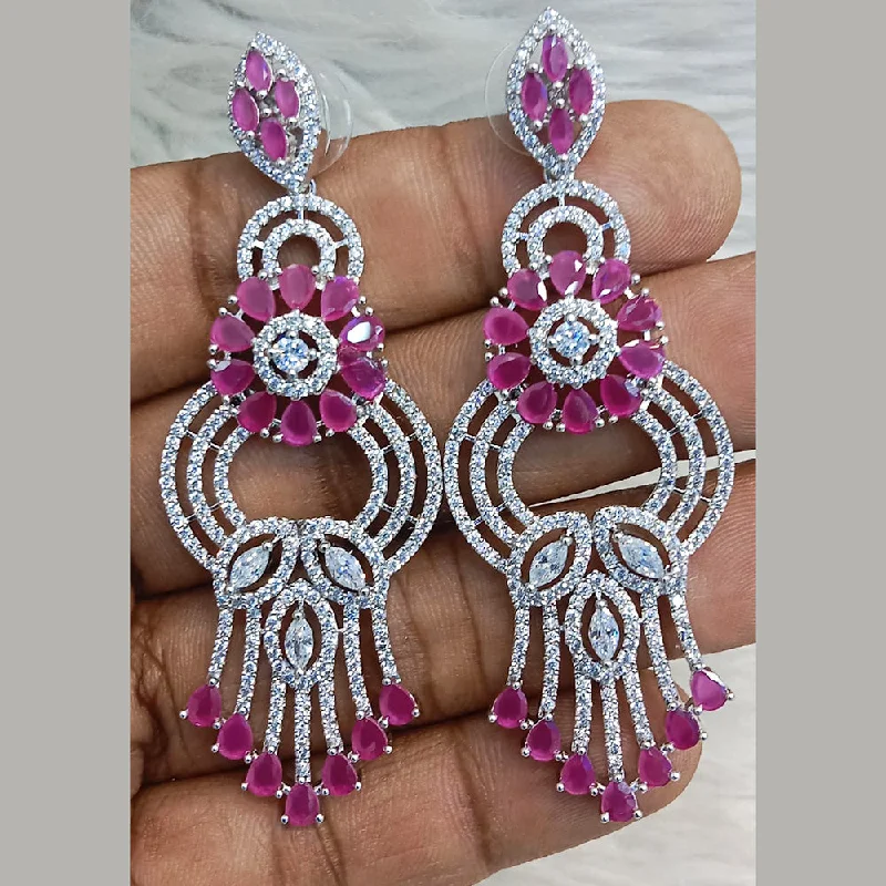 Silver Stud Earrings-Jain Jewellers Silver Plated AD Dangler Earrings