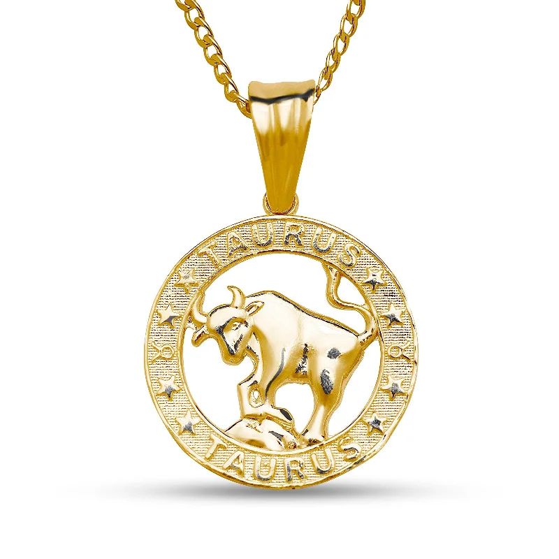 Women’s Engagement Necklace-Zodiac Sign .925 Sterling Silver Necklace w. 14K Gold Plate