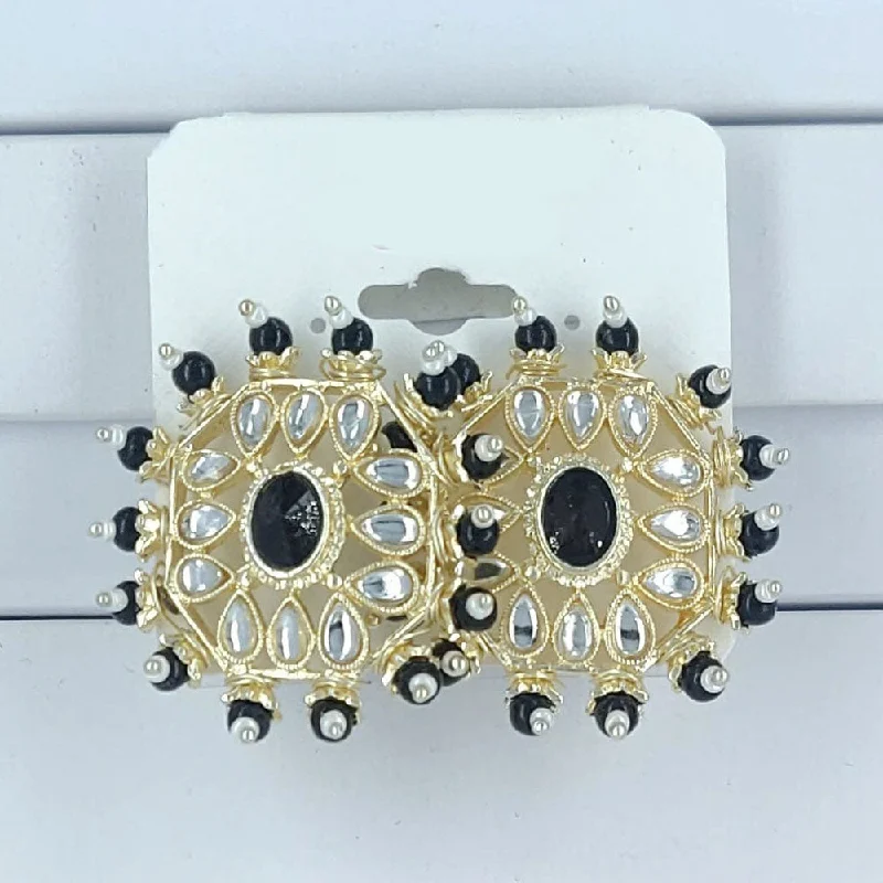 Luxury Crystal Earrings-Corbeda Fashion Gold Plated Kundan Stone Stud Earrings