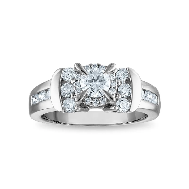 Two-Tone Engagement Ring-Signature Diamond Dreams 1 CTW Diamond Engagement Ring in 14KT White Gold