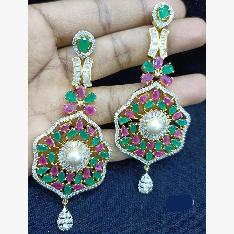 Sterling Silver Stud Earrings-Jain Jewellers Gold Plated Ad Stone Dangler Earrings