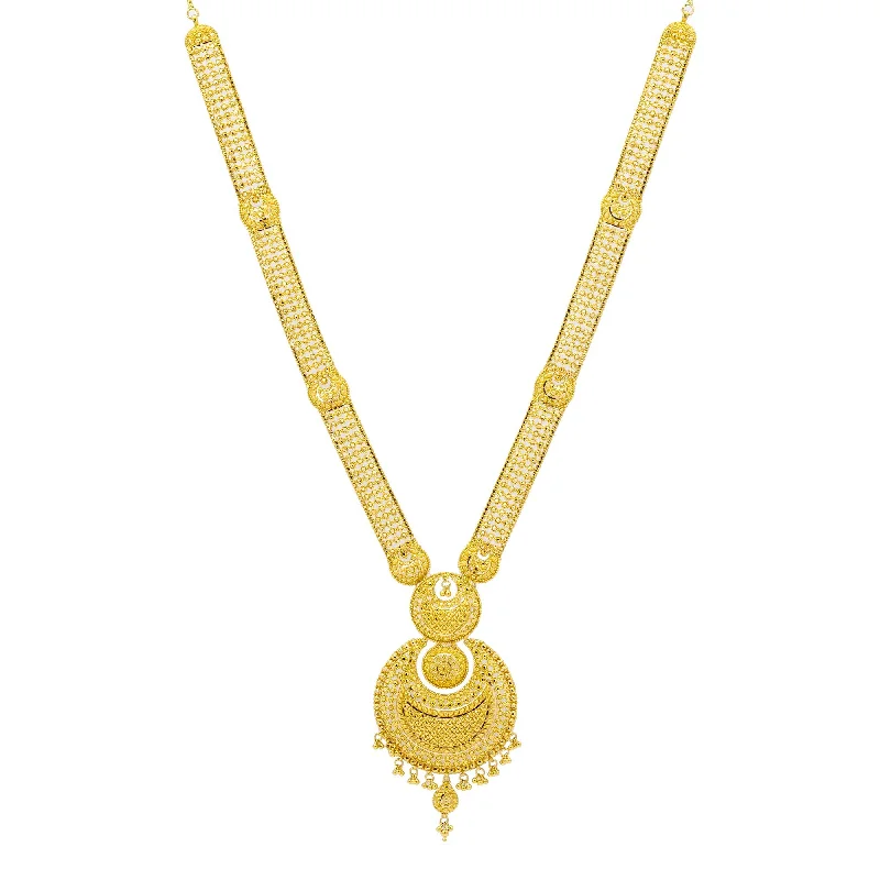 Customizable Gold Necklace-22K Yellow Gold Chandbali Necklace and Earring set