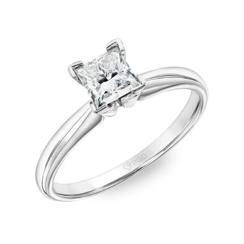 Stylish Gold Ring-Signature Certificate EcoLove 3/4 CTW Princess Cut Lab Grown Diamond Solitaire Engagement Ring in 14KT White Gold