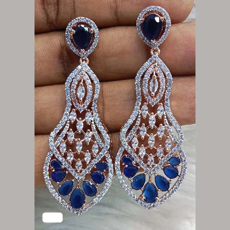 Sweet Earrings for Kids-Jain Jewellers Rose Gold Plated AD Dangler Earrings