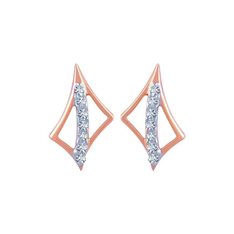 Natural Stone Earrings-14k (585) Rose Gold And Diamond Stud Earrings For Women