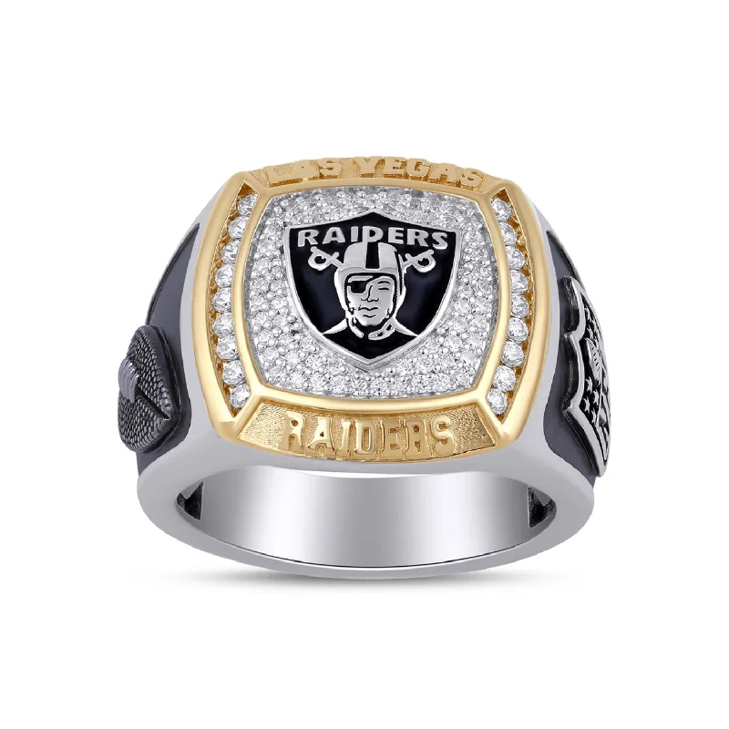 Silver Band Ring-True Fans Fine Jewelry Las Vegas Raiders 1/2 CTW Diamond Ring in Sterling Silver