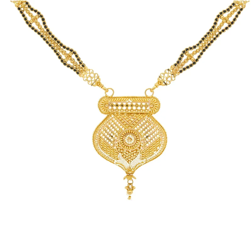 Women’s Fashion Necklace-22K Gold Mangalsutra Black Beads Chain, Length 32inches