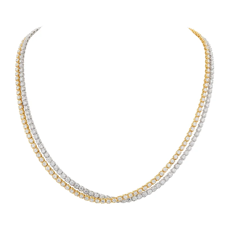 Nature Inspired Necklace-18kt Yellow and White gold double layered diamond necklace