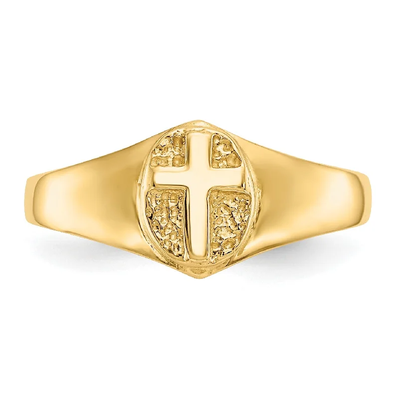 Elegant Wedding Ring Set-14KT Yellow Gold Childrens Cross Ring; Size 3.5