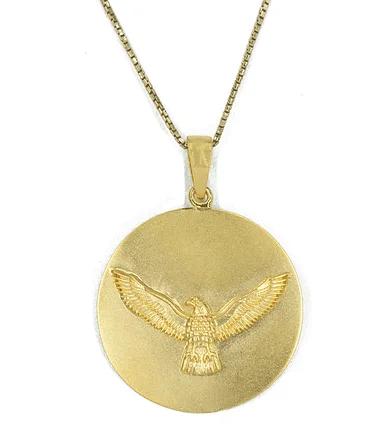 Retro Gold Necklace-18kt Gold Garuda Pendant Necklace