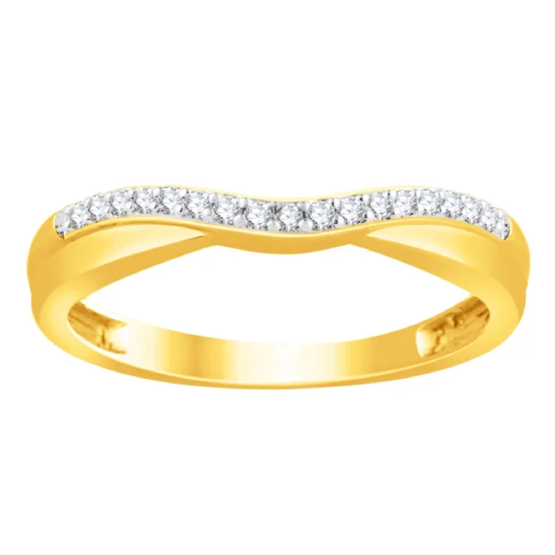 Rose Gold Wedding Band-1/10 CTW Diamond Ring in 14KT Yellow Gold