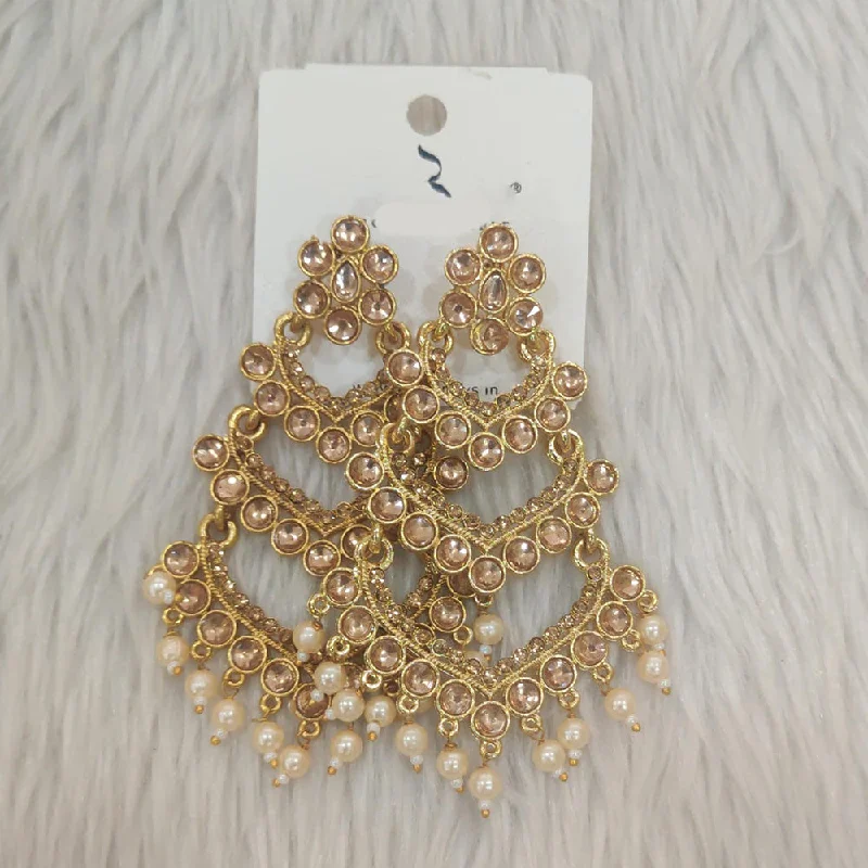 Bridesmaid Earrings-Dhwani Gold Plated Crystal Stone Dangler Earrings