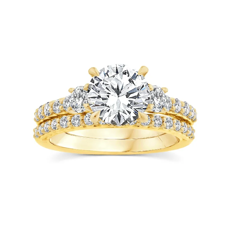 Gemstone Wedding Ring Set-Signature EcoLove Diamond Dreams 3 CTW Lab Grown Diamond Bridal Set in 14KT Yellow Gold