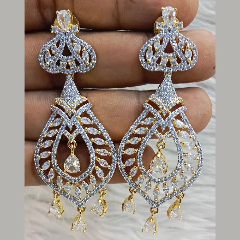 Simple Drop Earrings-Jain Jewellers Gold Plated AD Dangler Earrings