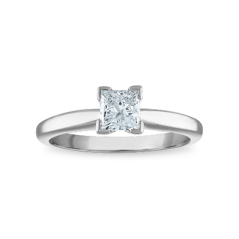 Customizable Engagement Ring-Signature Certificate EcoLove 3/4 CTW Princess Cut Lab Grown Diamond Solitaire Engagement Ring in 14KT White Gold