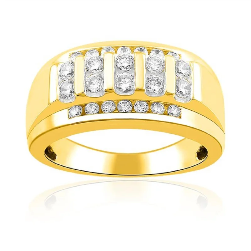 Silver Cocktail Ring-1 CTW Diamond Ring in 10KT Yellow Gold