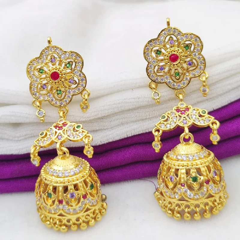 Handmade Hoop Earrings-Fancyla Gold Plated Austrian Stone Jhumki Earrings