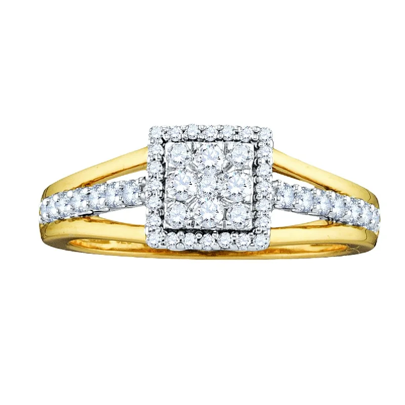 Diamond Ring with Matching Band-1/2 CTW Diamond Engagement Ring in 10KT Yellow Gold