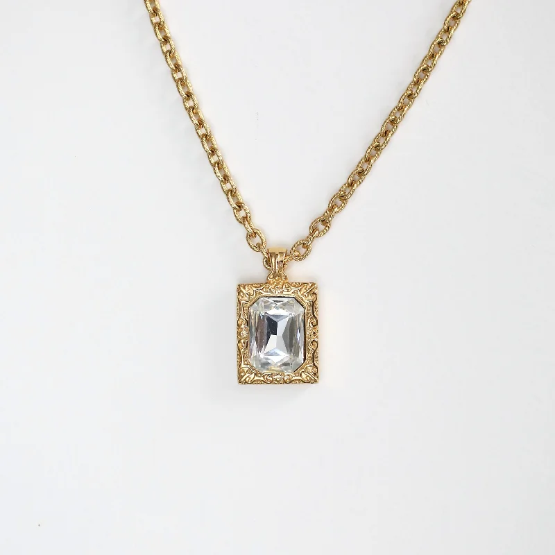 Bridal Pendant Necklace-Solitaire Square Necklace