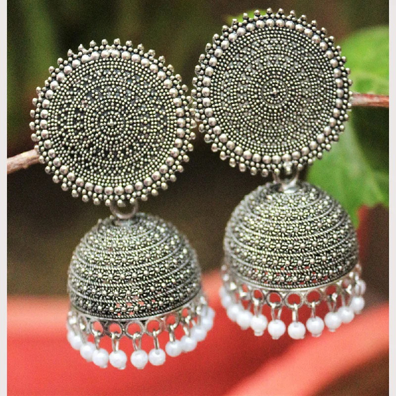 Vintage Gold Earrings-H K Fashion  Silver Plated Beads Jhumki Earrings