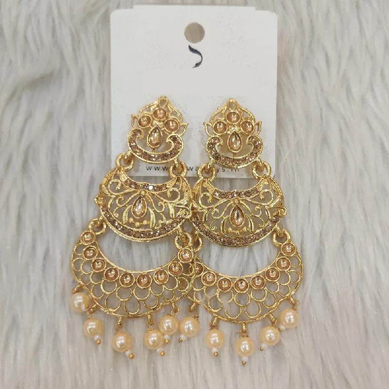 Colorful Drop Earrings-Dhwani Gold Plated Austrian Stone Dangler Earrings