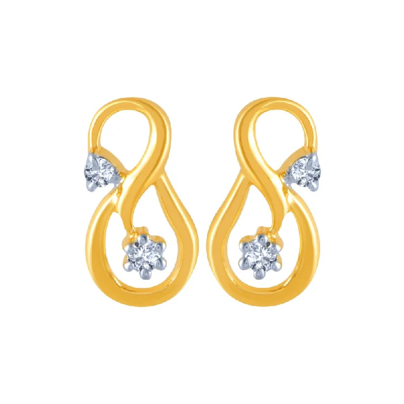 Personalized Gold Earrings-14k (585) Yellow Gold And Diamond Stud Earrings For Women