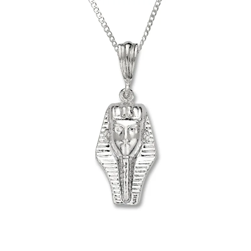 Custom Birthstone Necklace-Pharaoh Head .925 Sterling Silver Pendant Necklace