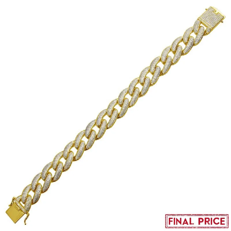 Infinity Bracelet for Women-Gold Plated 925 Sterling Silver CZ Encrusted Miami Cuban Link Bracelet 16.0mm - GMB00073GP