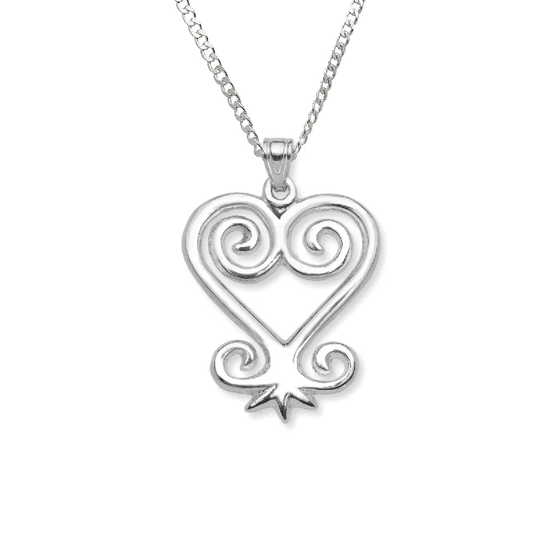 Beaded Necklace for Women-Sankofa .925 Sterling Silver Pendant Necklace