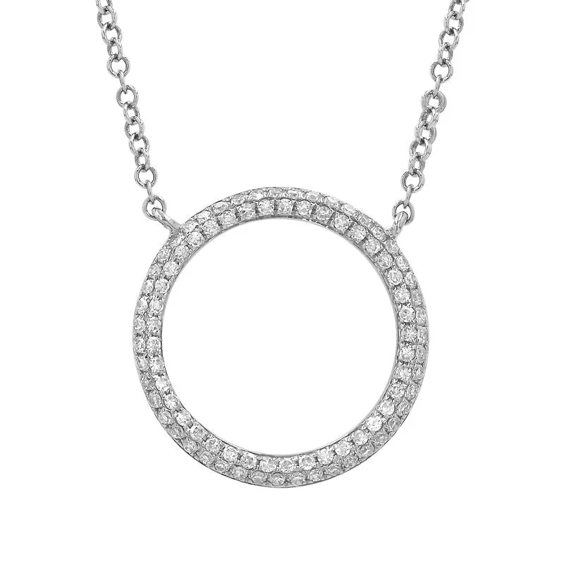 Women’s Name Necklace-14k White Gold Open Circle Diamond Necklace