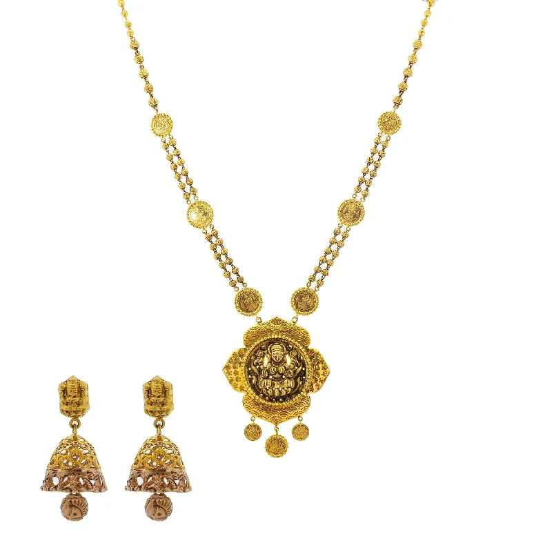 Custom Birthstone Necklace-22K Gold Medallion Antique Jewelry Set