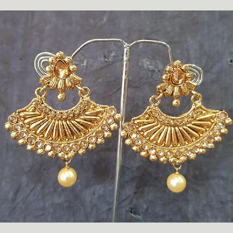 Tassel Earrings-Shreeji Gold Plated Crystal Stone Dangler Earrings