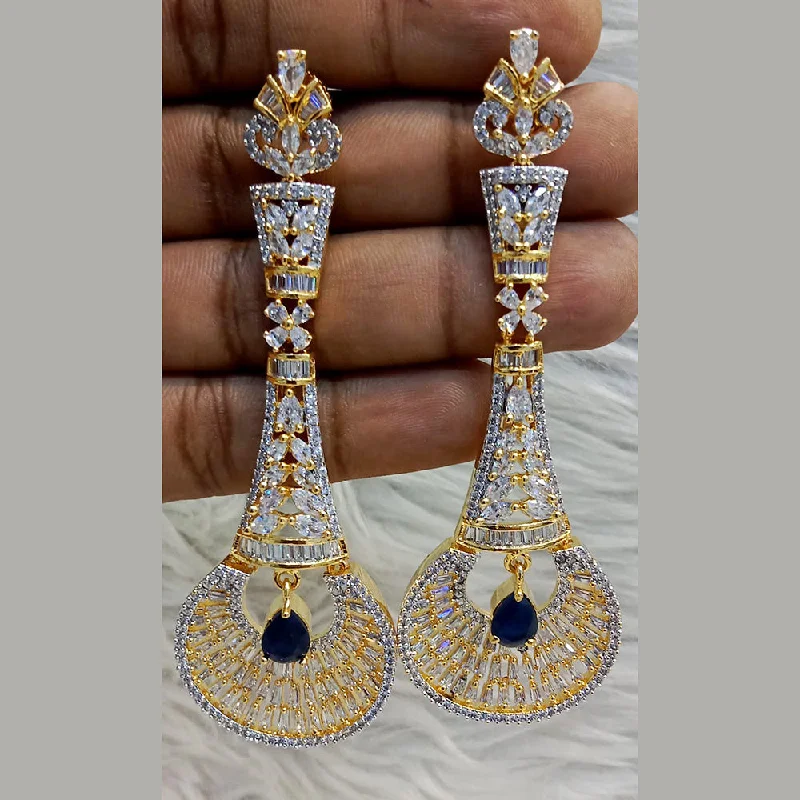 Vintage Drop Earrings-Jain Jewellers Gold Plated AD Dangler Earrings