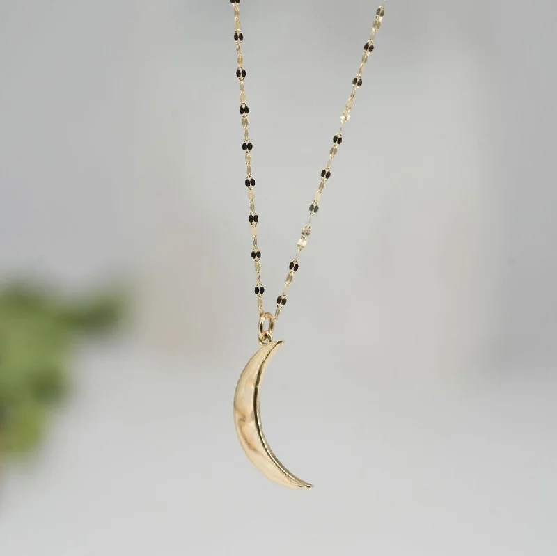 Elegant Gold Necklace-14K Golden Mahina Moon Necklace