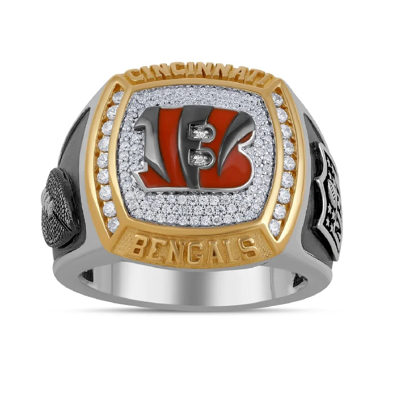 Classic Gold Wedding Ring-True Fans Fine Jewelry Cincinnati Bengals 1/2 CTW Diamond Ring in Sterling Silver