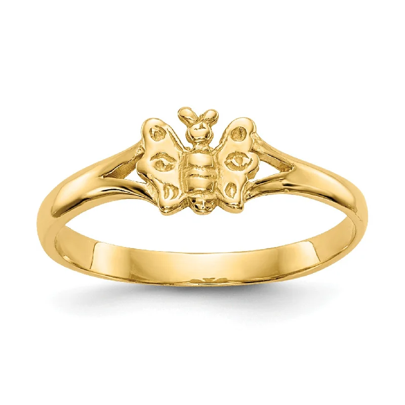 Custom Ring for Anniversary-10KT Yellow Gold Butterfly Childrens Ring; Size 2